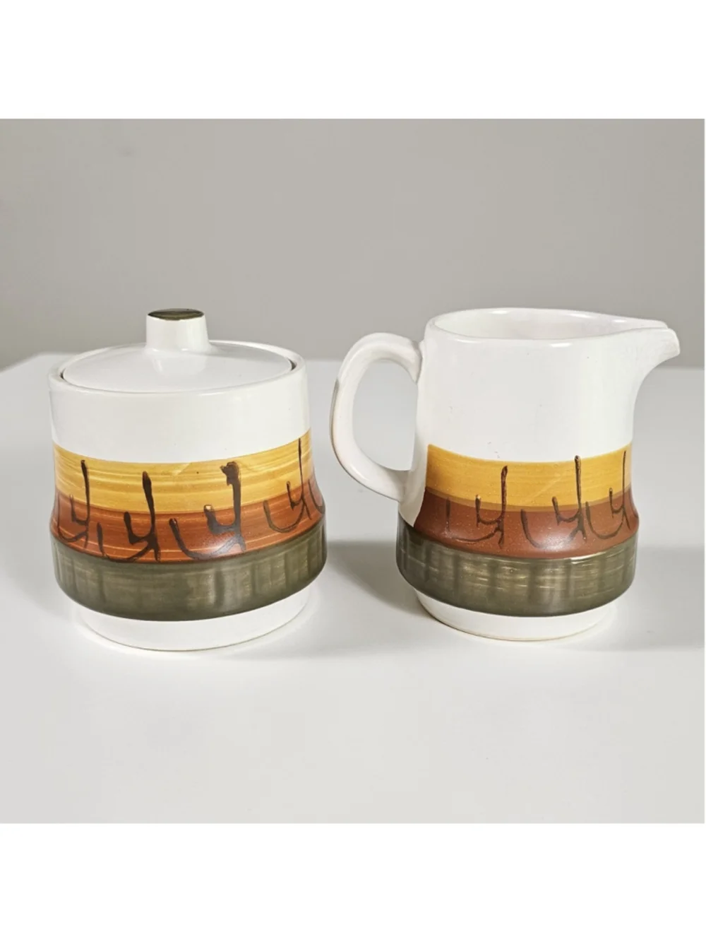 Vintage Casual Ceram Galaxy Creamer Sugar Bowl Set 8007 Japan MCM Pottery Retro